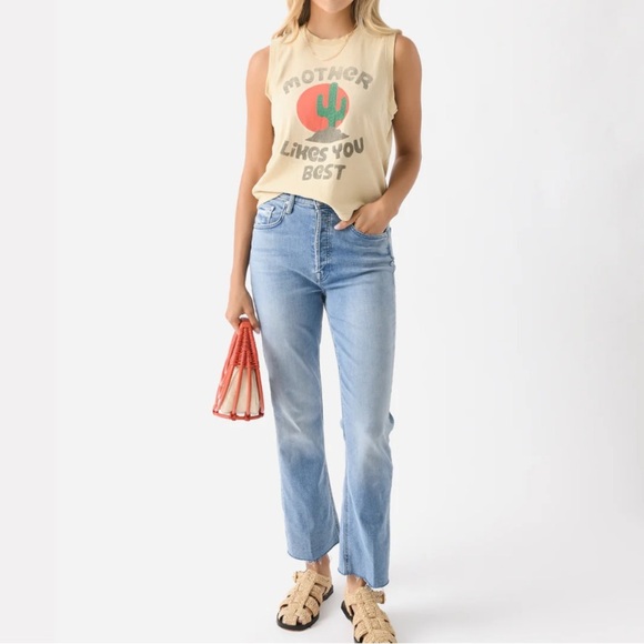 NWT MOTHER DENIM THE TRIPPER ANKLE FRAY JEANS ALL OVER THE MAP LIGHT BLUE 28 - Picture 1 of 9